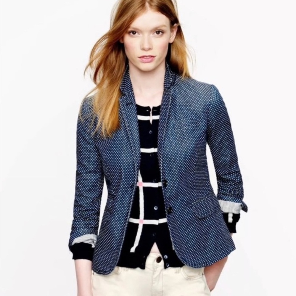 J. Crew Schoolboy Navy Polka Dot Blazer